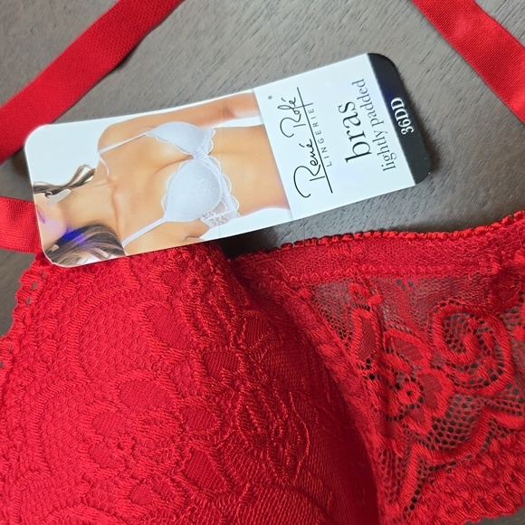RENE ROFE Elegant Red Lace Bra 36DD new - Picture 2 of 5